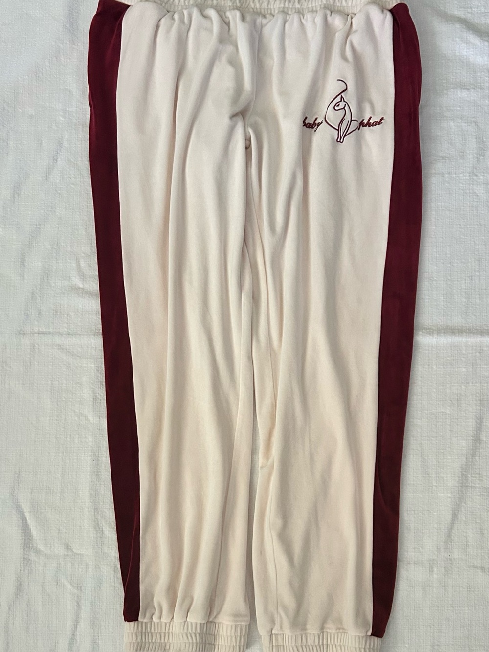 Baby Phat Heritage Velour Tracksuit Set Cream Burgundy Maroon Hoodie Pants 1X - Picture 8 of 14